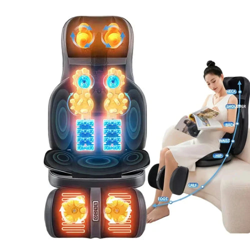 8D Neck-to-Foot Massager with Heat – Full Body Massage Cushion & Reclining Backrest