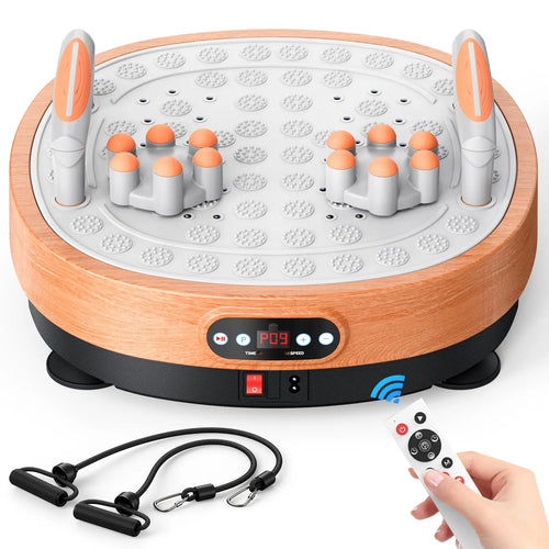 Exercise Vibration Plate with Foot Massager | 99 Speed Settings, 9 Modes, 330 lb Weight Limit, Includes Resistance Bands & Push-Up Handles