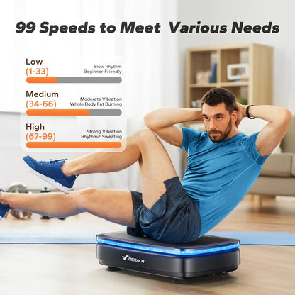 Full Body Workout Platform - 99-Speed Vibration Exercise Machine with Bluetooth & Lymphatic Drainage, 330lb Capacity