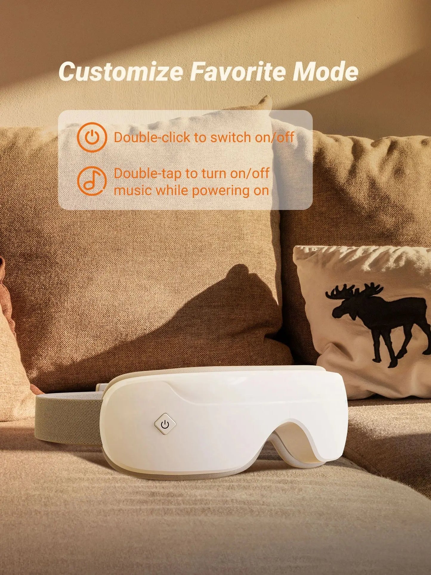 Eye Massager with Heat Therapy for Strain Relief | Warm Compress, Air Pressure, Bluetooth, Foldable