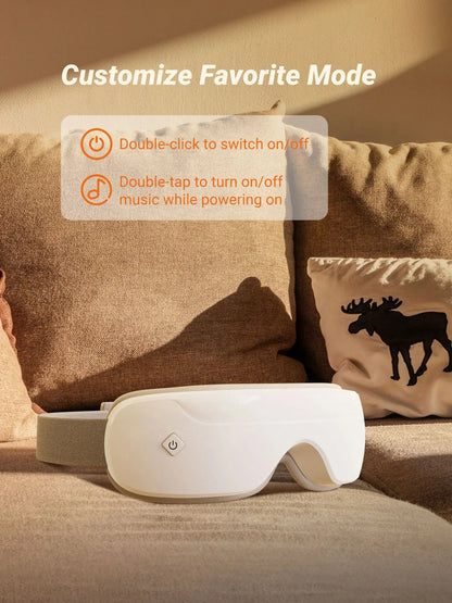 Eye Massager with Heat Therapy for Strain Relief | Warm Compress, Air Pressure, Bluetooth, Foldable