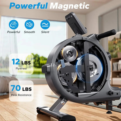 Compact Dual-Rail Rowing Machine with App Tracking – 350 LB Capacity