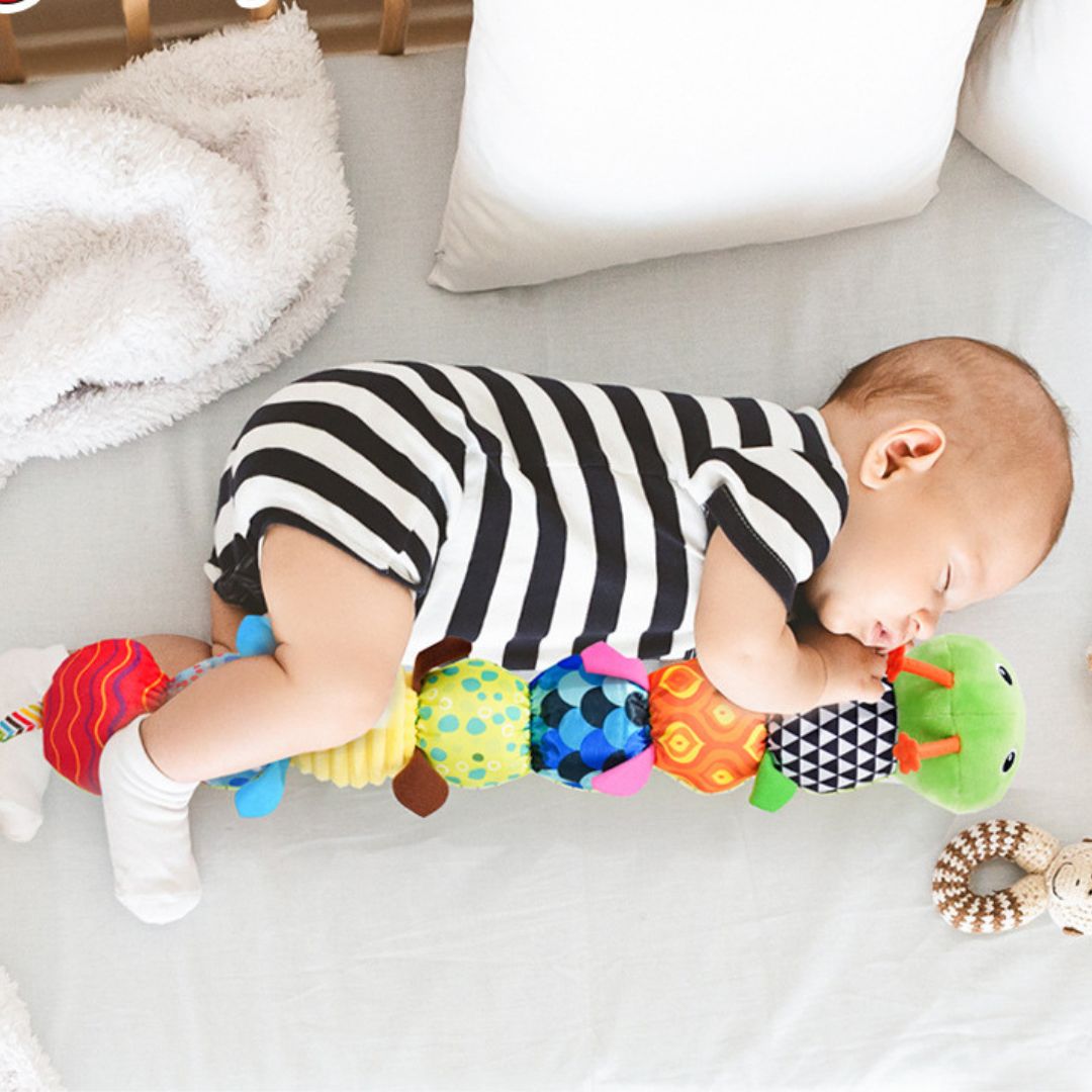 Plush Musical Rattle Caterpillar with Sensory Features