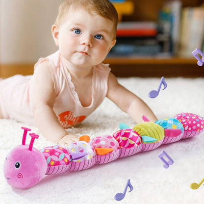 Plush Musical Rattle Caterpillar with Sensory Features