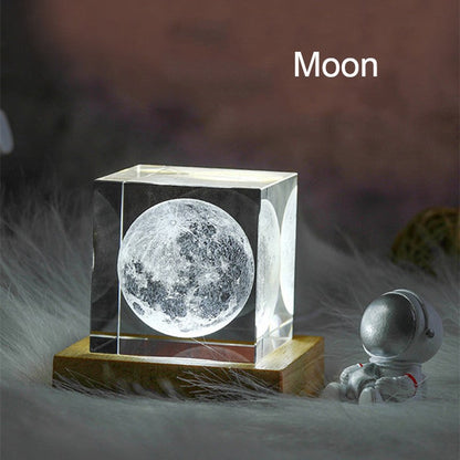 3D Galaxy Crystal Cube with Rechargeable LED Light Base – Charming Home Décor & Gift Idea