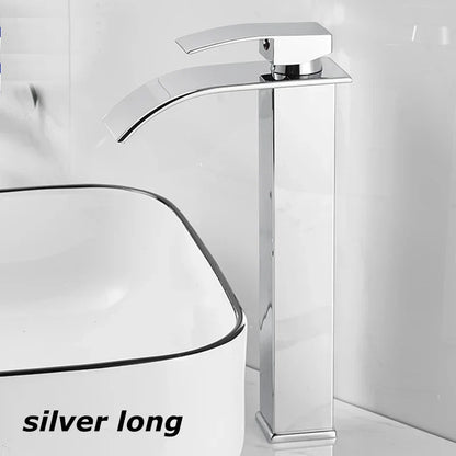 Black Matte Stainless Steel Sink Faucet with Waterfall Design for Modern Bathrooms