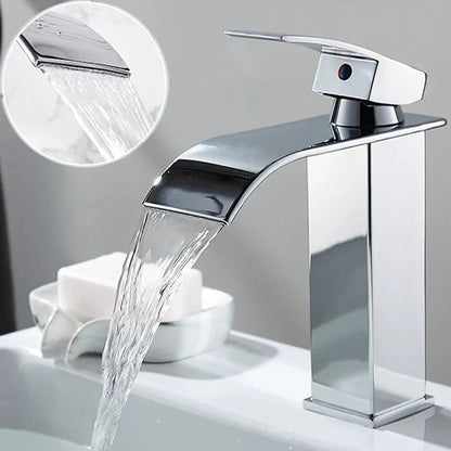 Black Matte Stainless Steel Sink Faucet with Waterfall Design for Modern Bathrooms