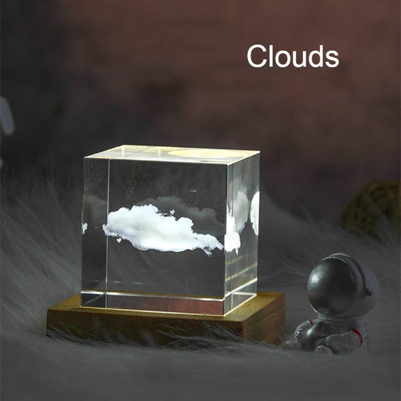 3D Galaxy Crystal Cube with Rechargeable LED Light Base – Charming Home Décor & Gift Idea