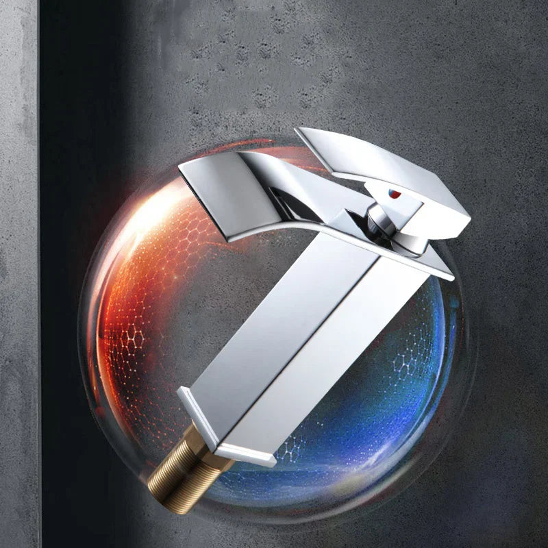 Black Matte Stainless Steel Sink Faucet with Waterfall Design for Modern Bathrooms