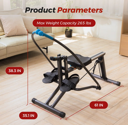 Rowing Machine with 360° Paddle Motion, Adjustable Resistance Band & LCD Display, 265 lb Weight Limit
