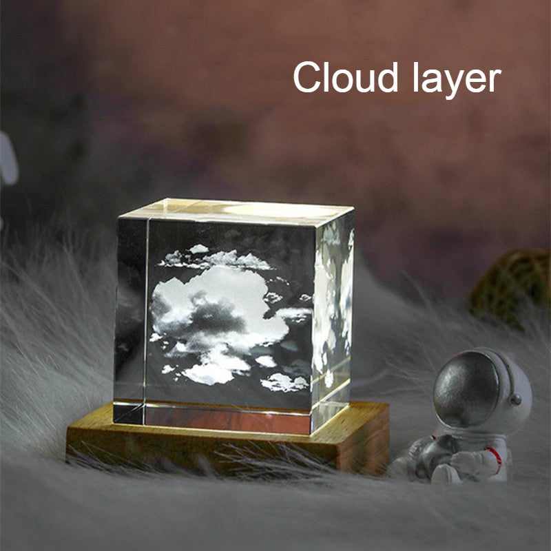 3D Galaxy Crystal Cube with Rechargeable LED Light Base – Charming Home Décor & Gift Idea