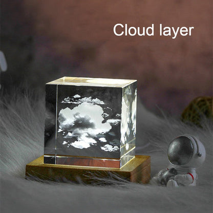 3D Galaxy Crystal Cube with Rechargeable LED Light Base – Charming Home Décor & Gift Idea