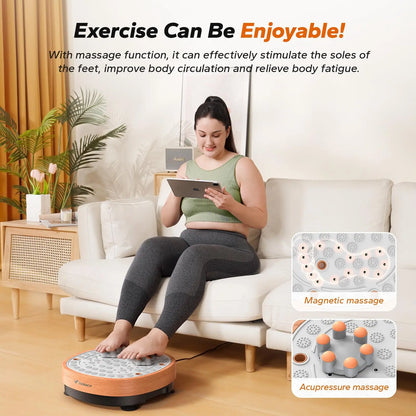 Exercise Vibration Plate with Foot Massager | 99 Speed Settings, 9 Modes, 330 lb Weight Limit, Includes Resistance Bands & Push-Up Handles
