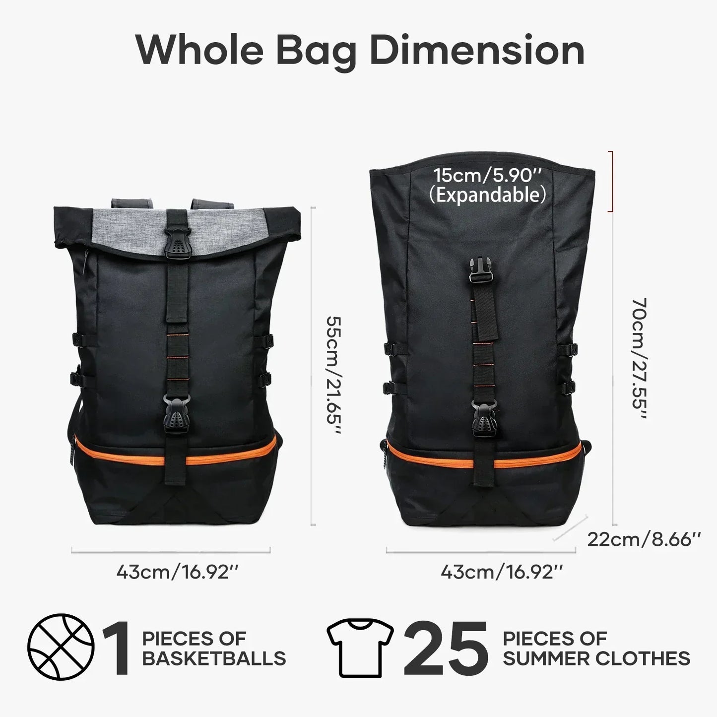 Sport Backpack with Shoe and Ball Storage – 35L Softback Design