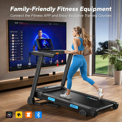 Compact Treadmill with 6% Incline | Speed 0.8–7.5 MPH, 265 lb Limit, Heart Rate Monitor, App Connection & Shock-Absorbing Surface