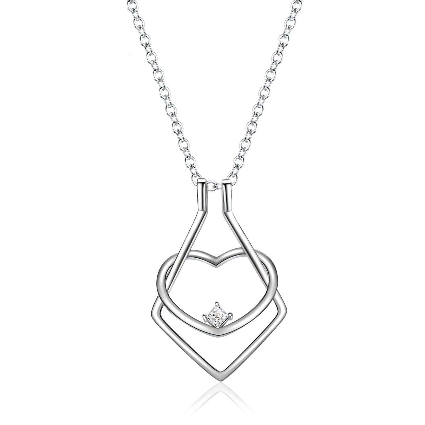 Heart-Shaped Necklace with Ring Holder – Floral Elegance Design