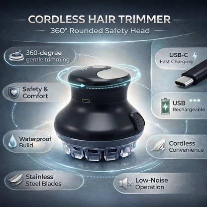 Rechargeable Low Noise Hair Trimmer for Men – Cordless Design with Rounded Head