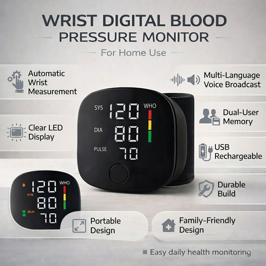 Automatic Digital Wrist Blood Pressure Tracker for Home Use