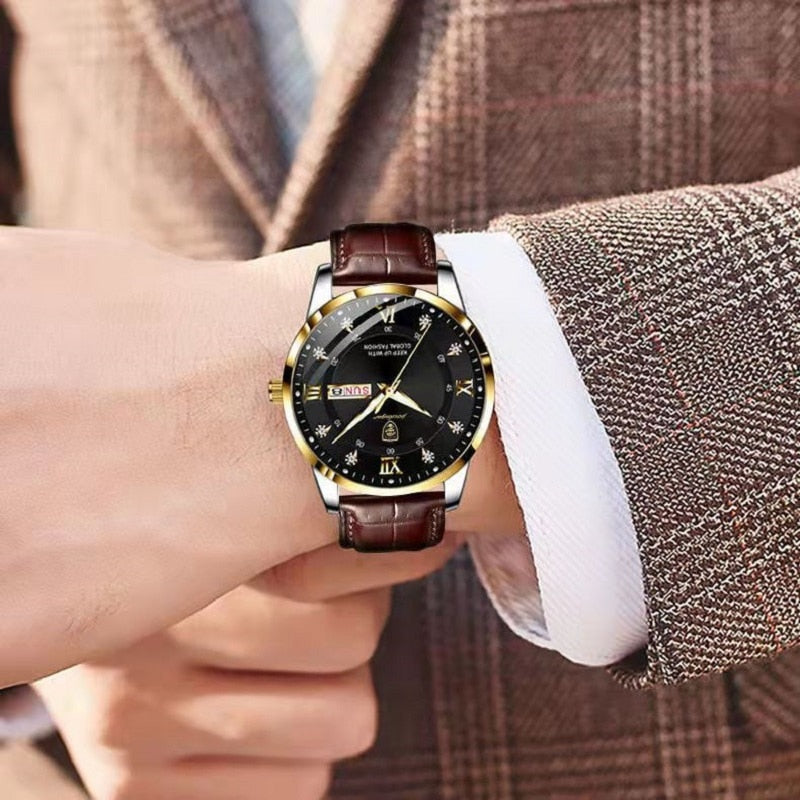 Men's Luminous Waterproof Watch – Classic Stainless Steel with Glow Display