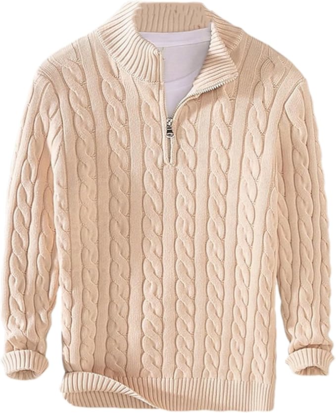 Sophisticated Comfort - Premium Zip Pullover for Men