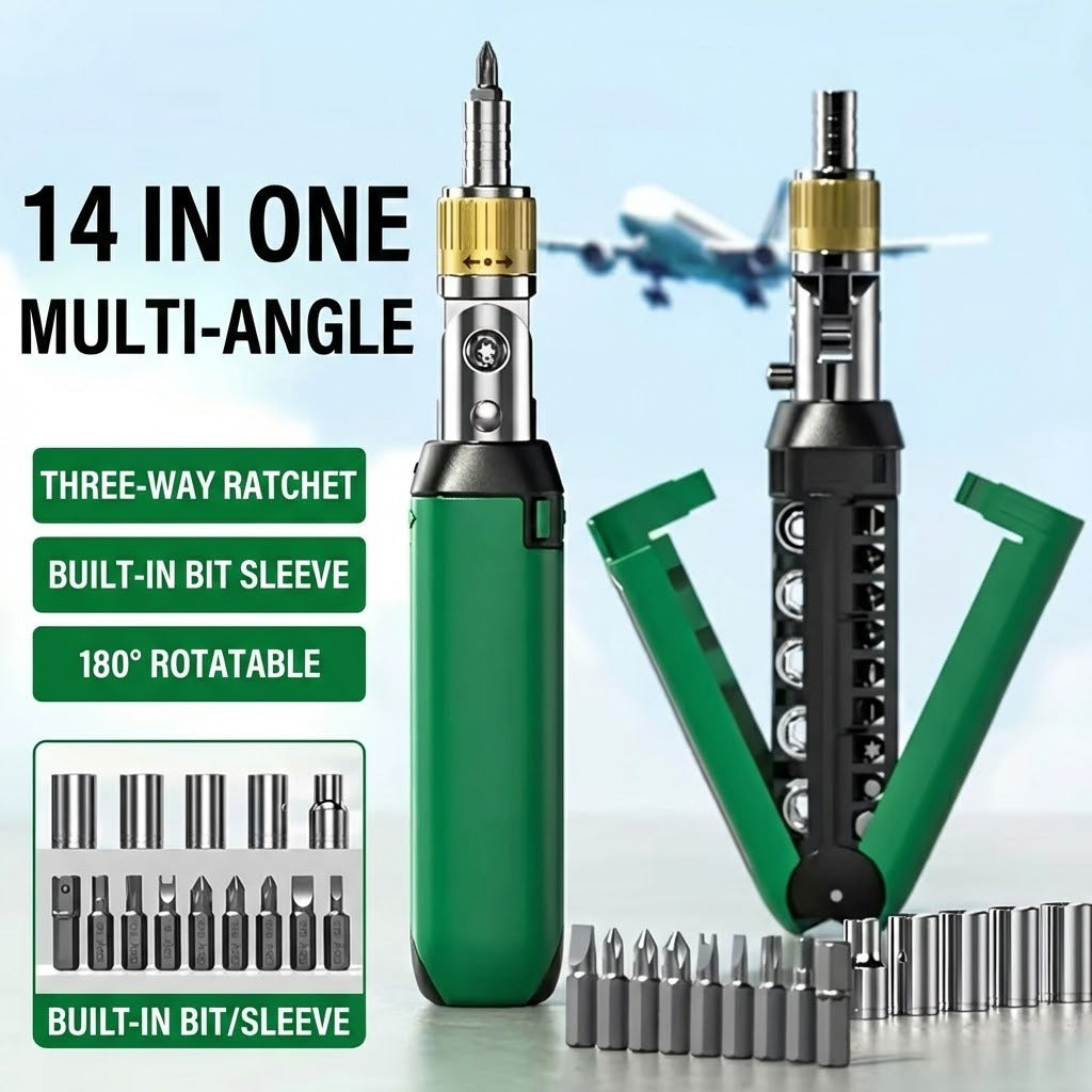 Versatile 14-in-1 Adjustable Ratchet Screwdriver Set