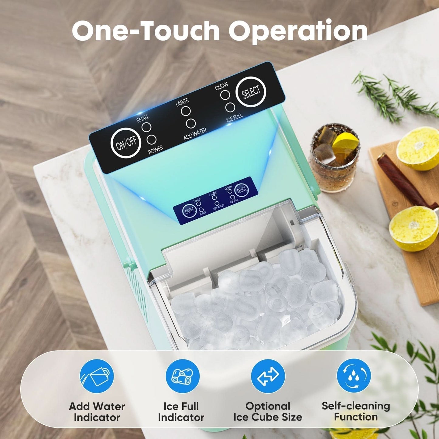 Self-Cleaning Compact Ice Maker Machine