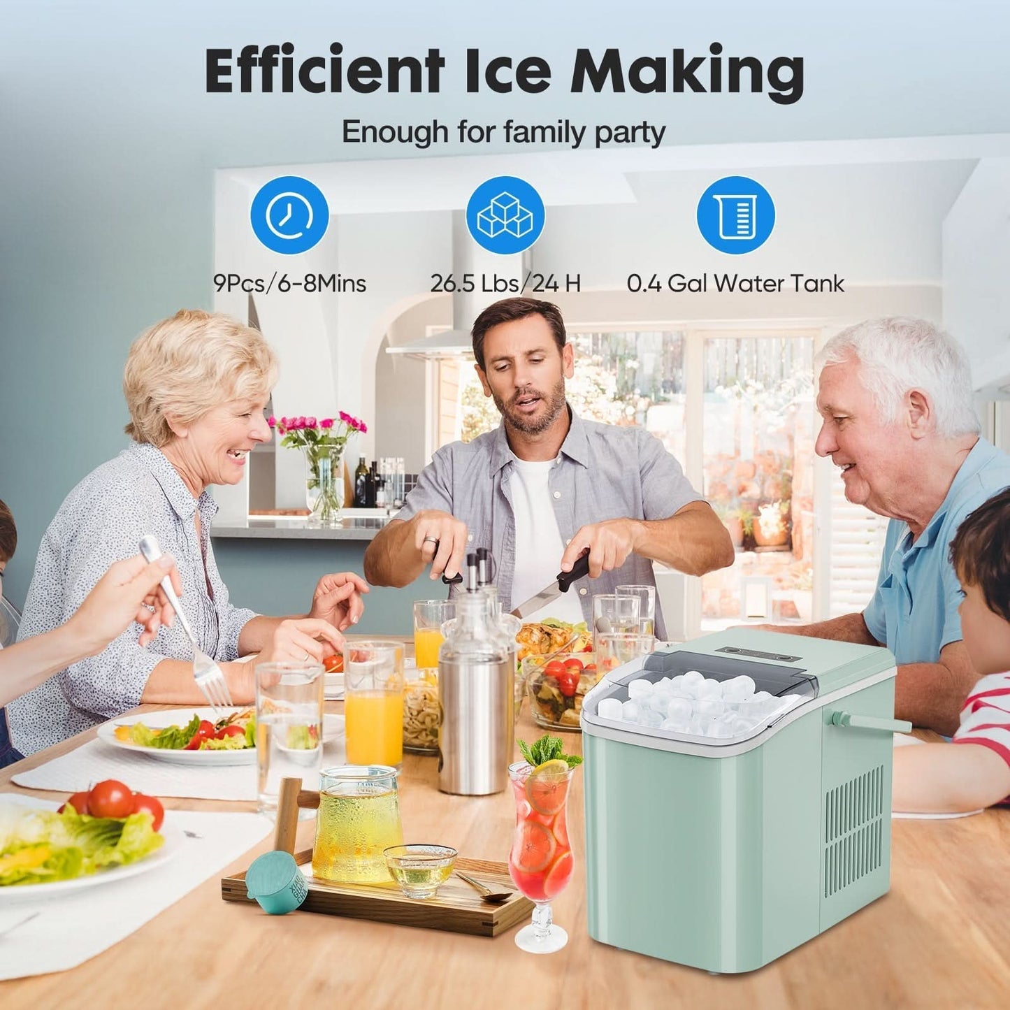 Self-Cleaning Compact Ice Maker Machine