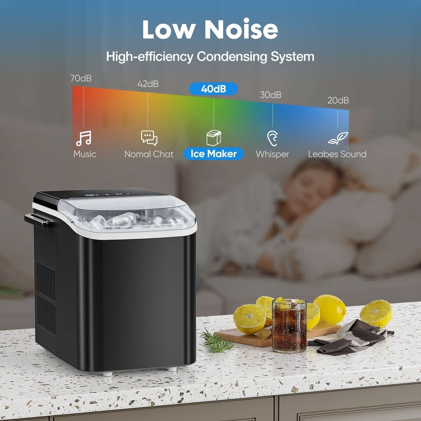 Self-Cleaning Compact Ice Maker Machine