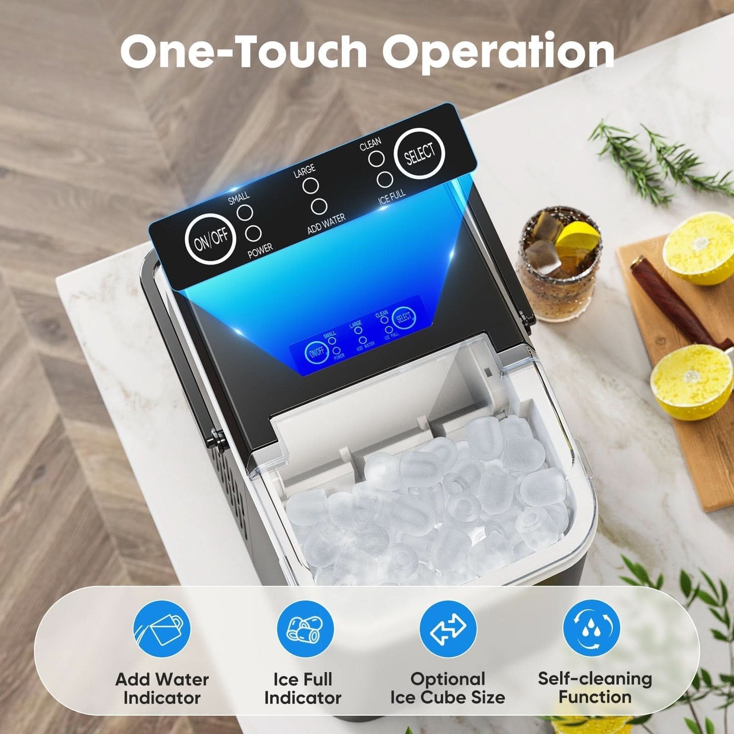 Self-Cleaning Compact Ice Maker Machine