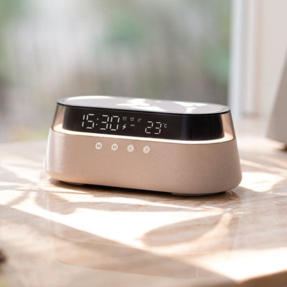 Retro Bluetooth Speaker and Alarm Clock with Wireless Charging Night Light
