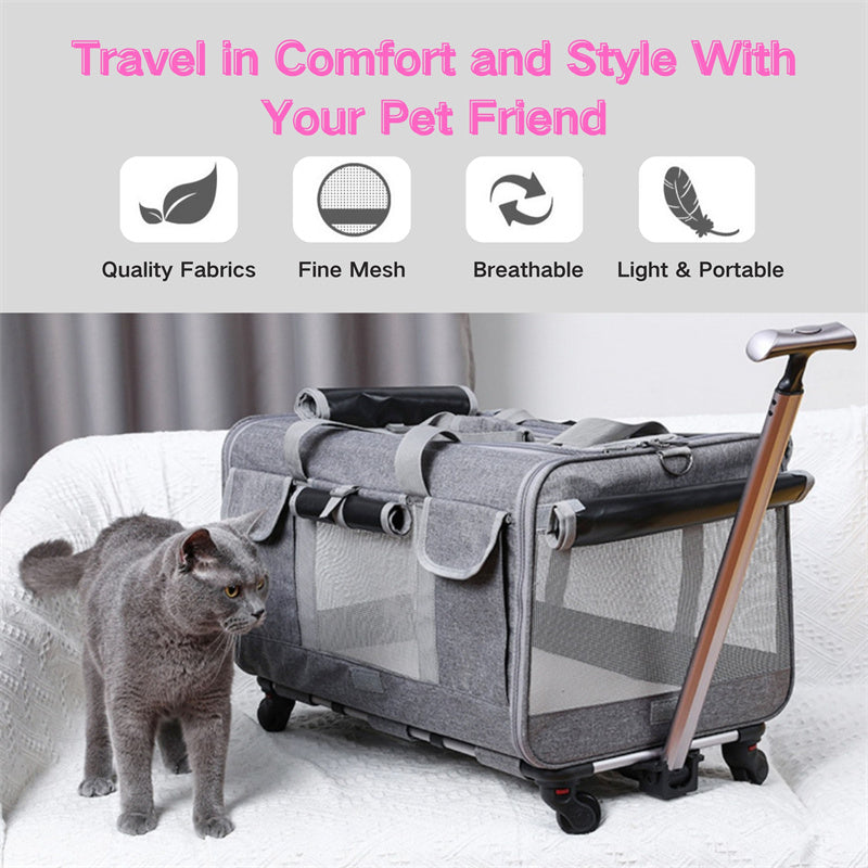 Spacious Pet Travel Bag with Wheels for Easy Transport