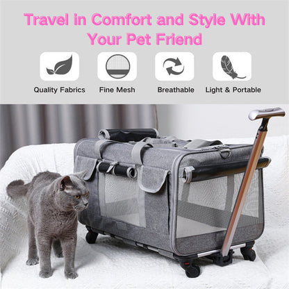 Spacious Pet Travel Bag with Wheels for Easy Transport
