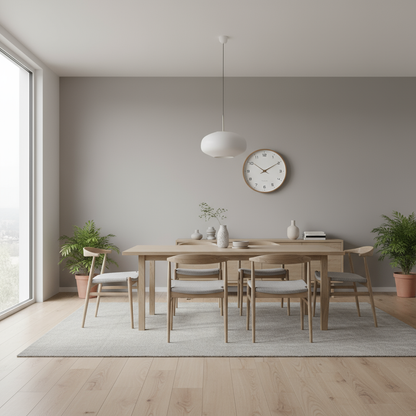 Scandinavian Style Silent Quartz Wall Clock with Wooden Frame for Home