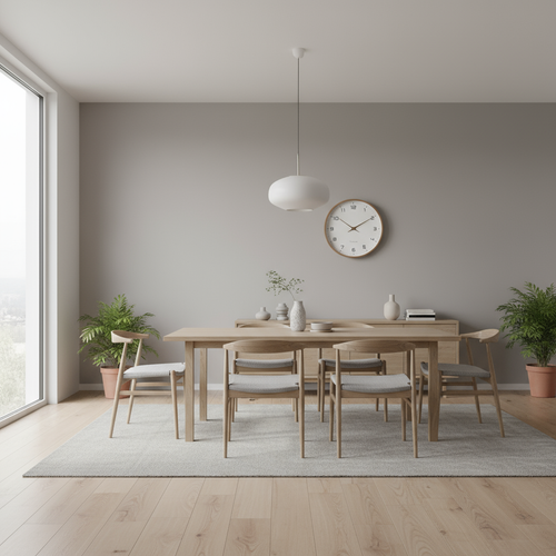 Scandinavian Style Silent Quartz Wall Clock with Wooden Frame for Home
