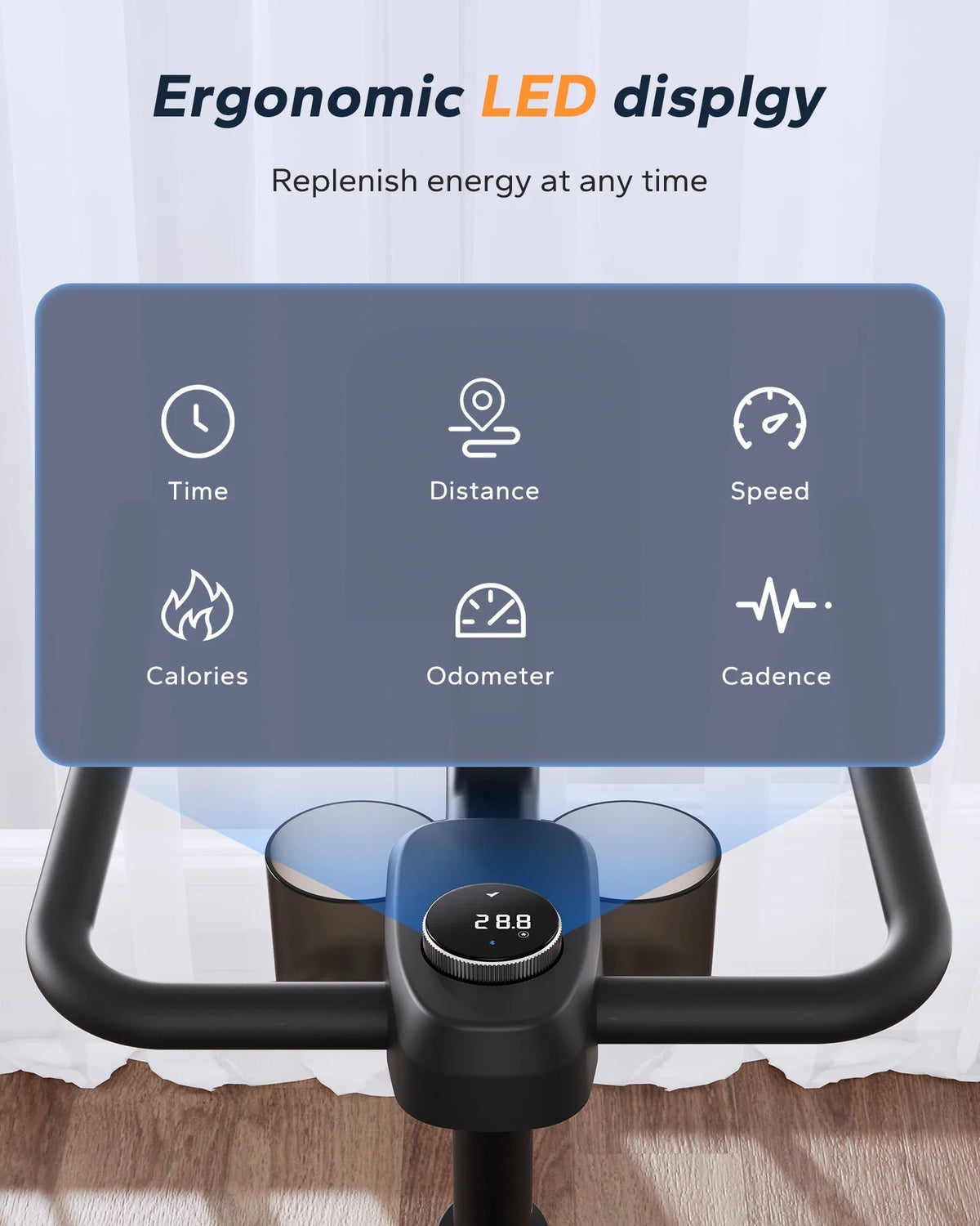 Quiet Magnetic Exercise Bike with App Sync, LED Display, Adjustable Seat & 300 lb Weight Limit