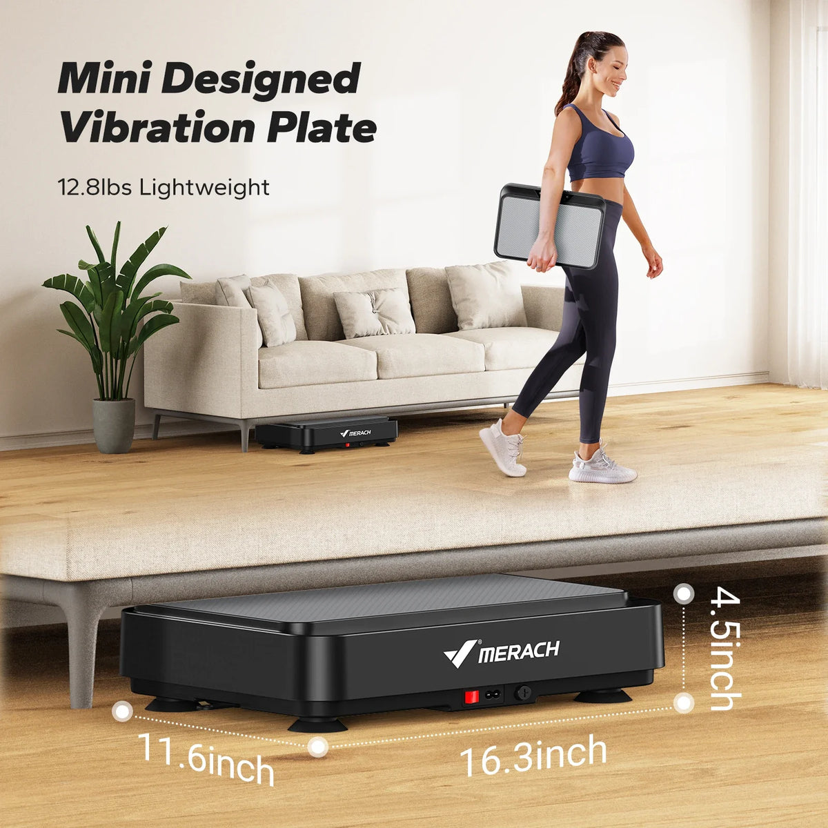 Compact Vibration Fitness Plate – 99 Speed Settings, 9 Workout Modes, Remote & Resistance Bands