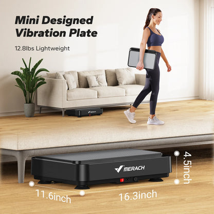 Compact Vibration Fitness Plate – 99 Speed Settings, 9 Workout Modes, Remote & Resistance Bands