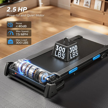 Compact Treadmill with 6% Incline | Speed 0.8–7.5 MPH, 265 lb Limit, Heart Rate Monitor, App Connection & Shock-Absorbing Surface