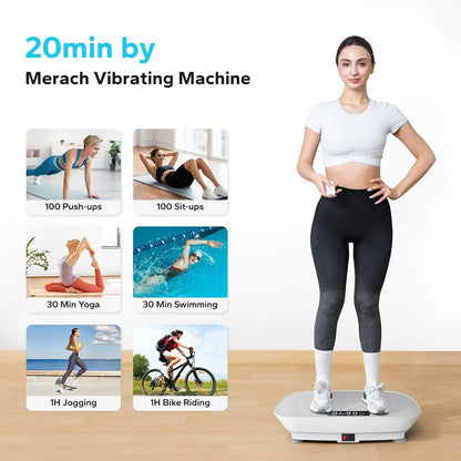 10-Speed Vibration Exercise Platform with Resistance Bands, Remote & 300 lb Limit