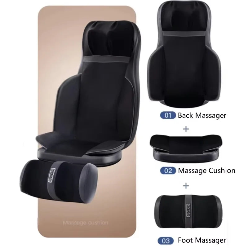 8D Neck-to-Foot Massager with Heat – Full Body Massage Cushion & Reclining Backrest