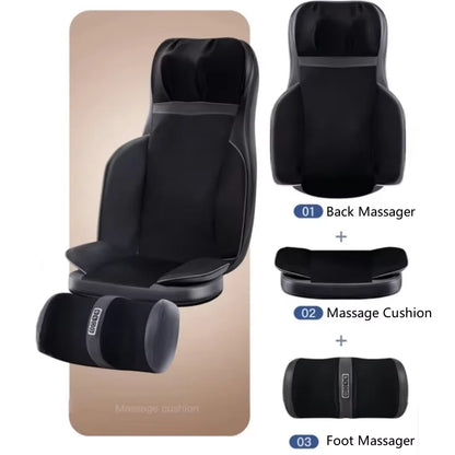 8D Neck-to-Foot Massager with Heat – Full Body Massage Cushion & Reclining Backrest