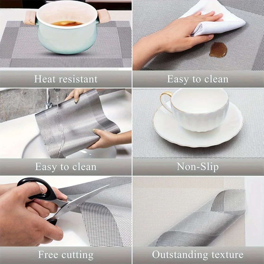 Washable Non-Slip PVC Table Mats for Dining – Heat Resistant Placemats