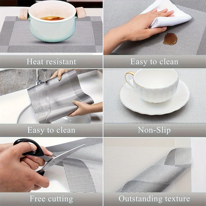 Washable Non-Slip PVC Table Mats for Dining – Heat Resistant Placemats
