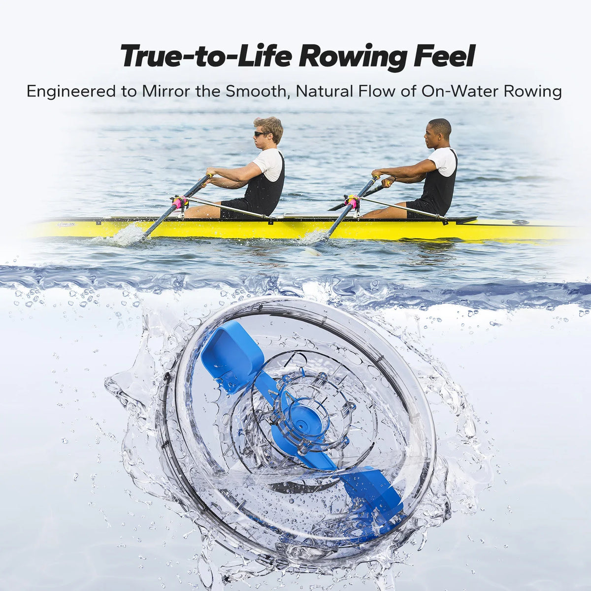 Compact Wooden Water Rowing Machine | Bluetooth App, Workout Monitor, 400 lb Capacity