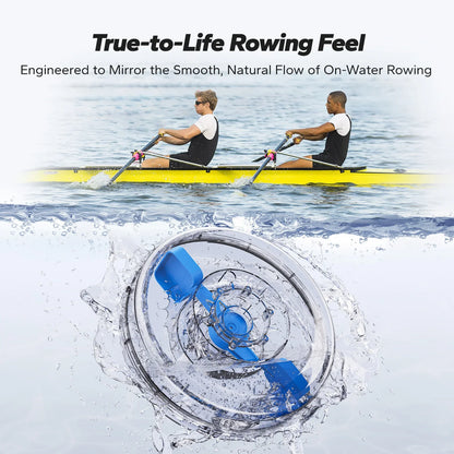 Compact Wooden Water Rowing Machine | Bluetooth App, Workout Monitor, 400 lb Capacity