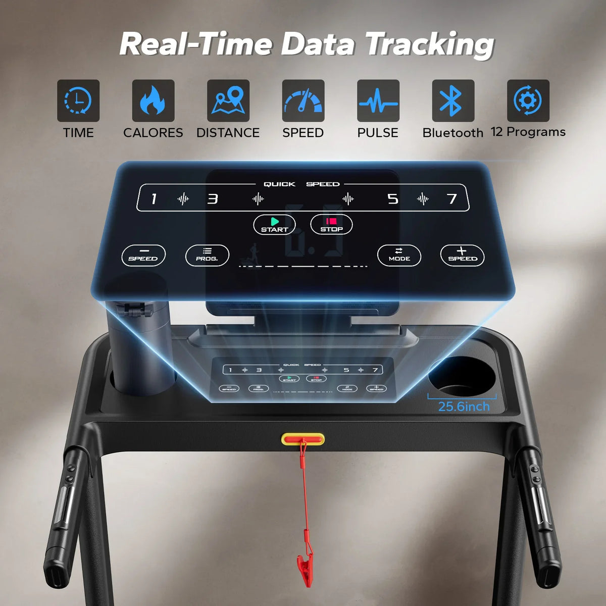 Compact Treadmill with 6% Incline | Speed 0.8–7.5 MPH, 265 lb Limit, Heart Rate Monitor, App Connection & Shock-Absorbing Surface