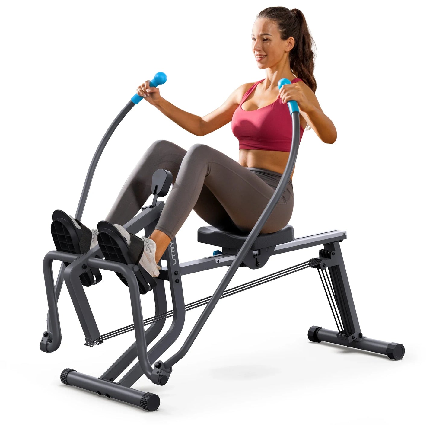 Rowing Machine with 360° Paddle Motion, Adjustable Resistance Band & LCD Display, 265 lb Weight Limit