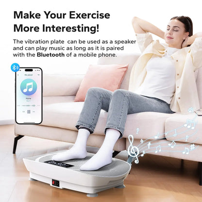 10-Speed Vibration Exercise Platform with Resistance Bands, Remote & 300 lb Limit