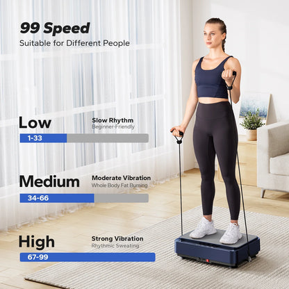 Exercise Vibration Plate with 99 Speed Settings, 9 Programs, LED Display, Remote and Resistance Bands