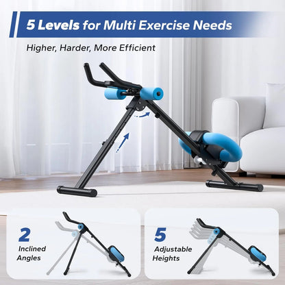 Foldable Core Trainer with LCD Display and Knee Support for Home Gym